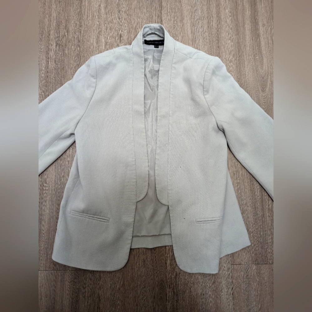 French Connection Matching Light Grey Crepe Pencil Dress and Jacket US 8